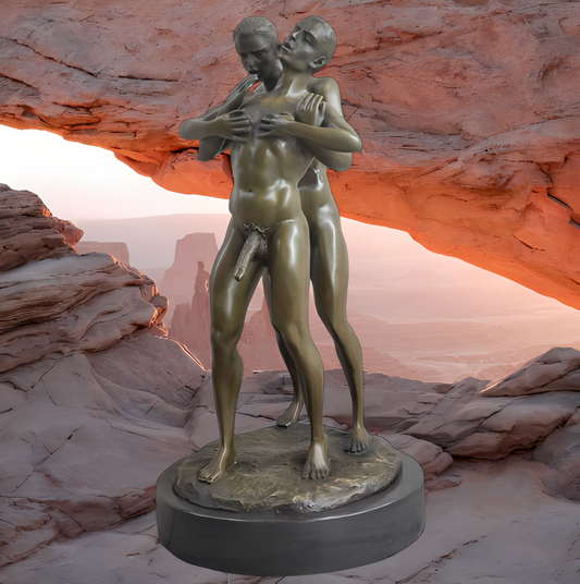 art-érotique-statue-bronze-gay-male-hommes-nus-énorme-sexe -Kikooyou Art Gallery