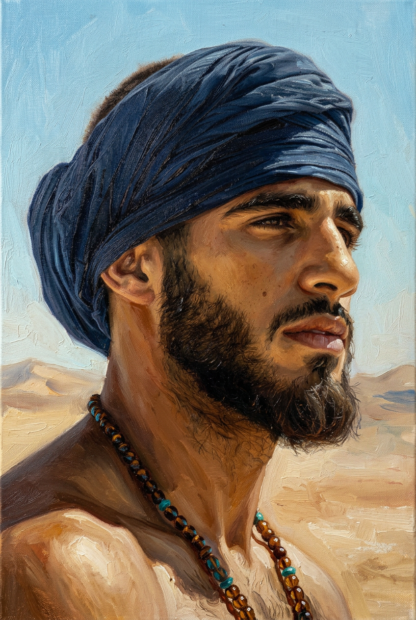 peinture huile sur toile faite sur commande - PORTRAIT BOGOSSE AUTRE TEMPS SAHARA