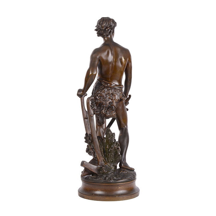 Art Nouveau Adrien Etienne Gaudez Farmer Warrior Bronze Sculpture