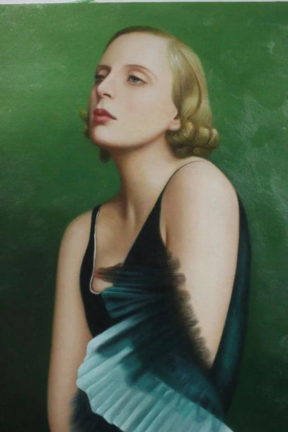 autoportrait femme peinture huile sur toile style art déco - Kikooyou Art Gallery