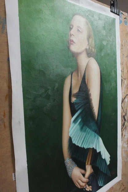 autoportrait femme peinture huile sur toile style art déco - Kikooyou Art Gallery