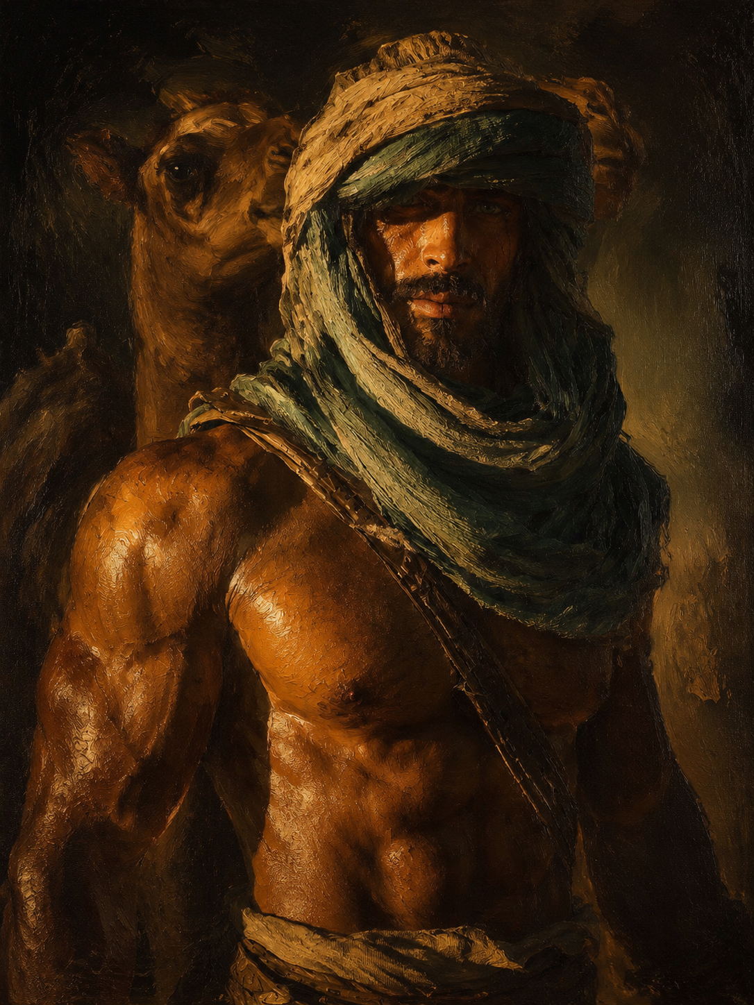 peinture huile sur toile faite sur commande - PORTRAIT BOGOSSE AUTRE MONDE SAHARA