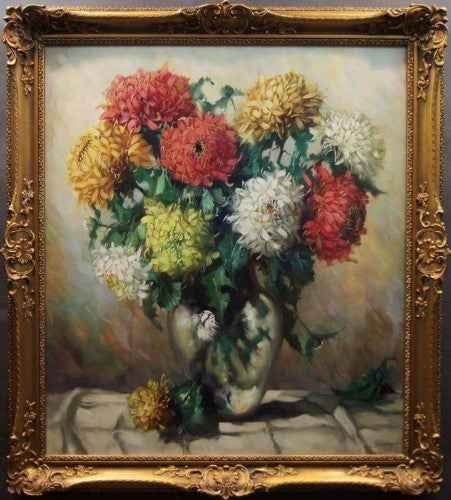 art peinture originale nature morte fleurs chrysanthèmes - Kikooyou Art Gallery