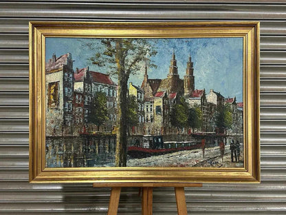 Beau grand tableau original huile de Paris et de la Seine signé - Kikooyou Art Gallery