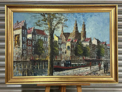 Beau grand tableau original huile de Paris et de la Seine signé - Kikooyou Art Gallery