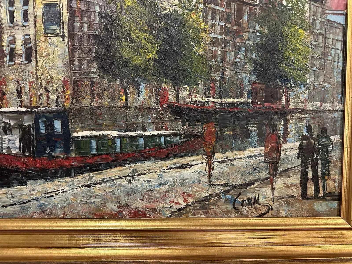 Beau grand tableau original huile de Paris et de la Seine signé - Kikooyou Art Gallery
