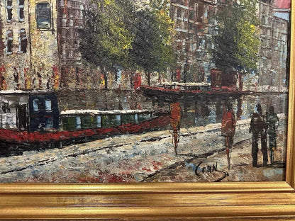 Beau grand tableau original huile de Paris et de la Seine signé - Kikooyou Art Gallery