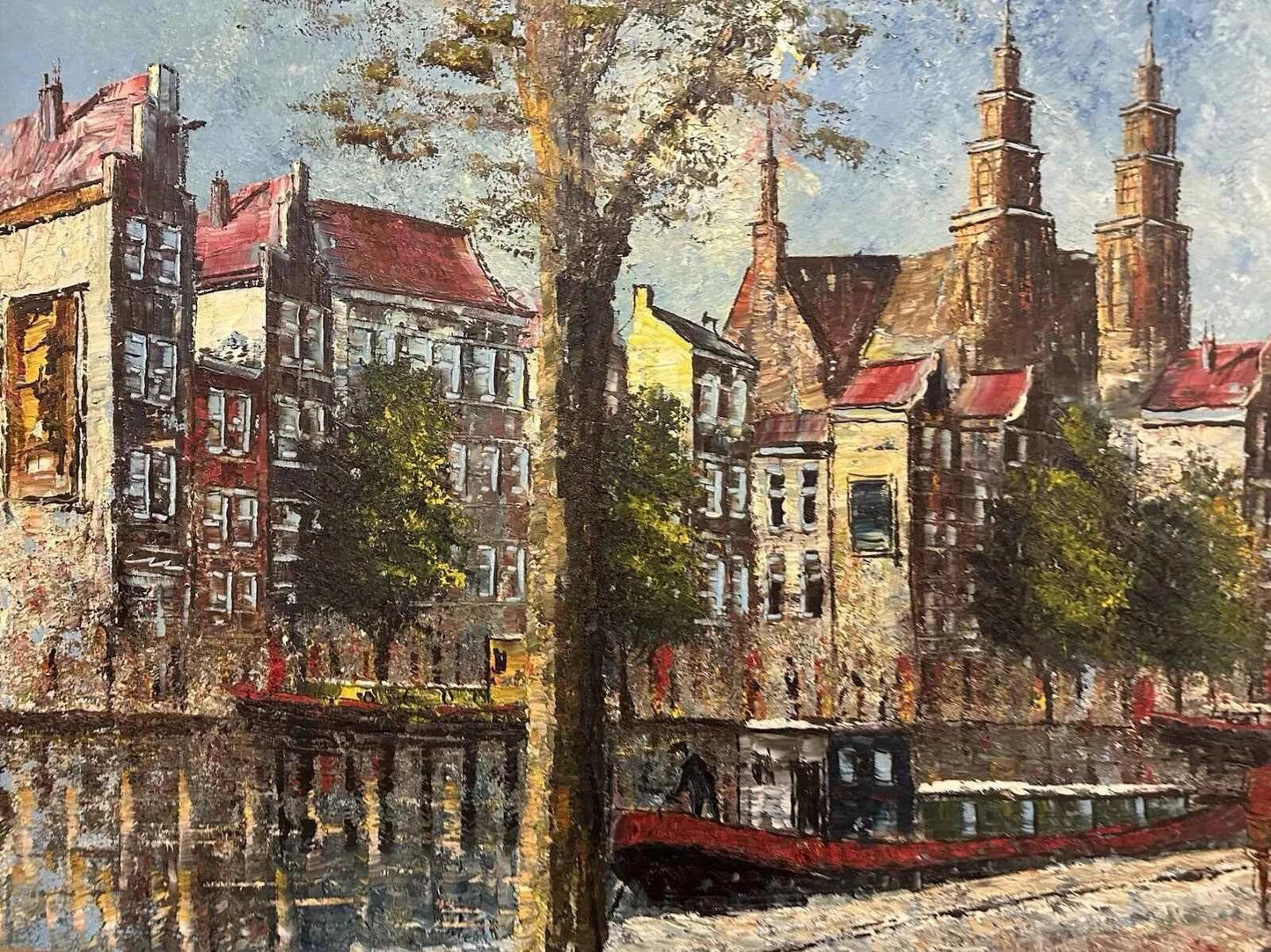 Beau grand tableau original huile de Paris et de la Seine signé - Kikooyou Art Gallery