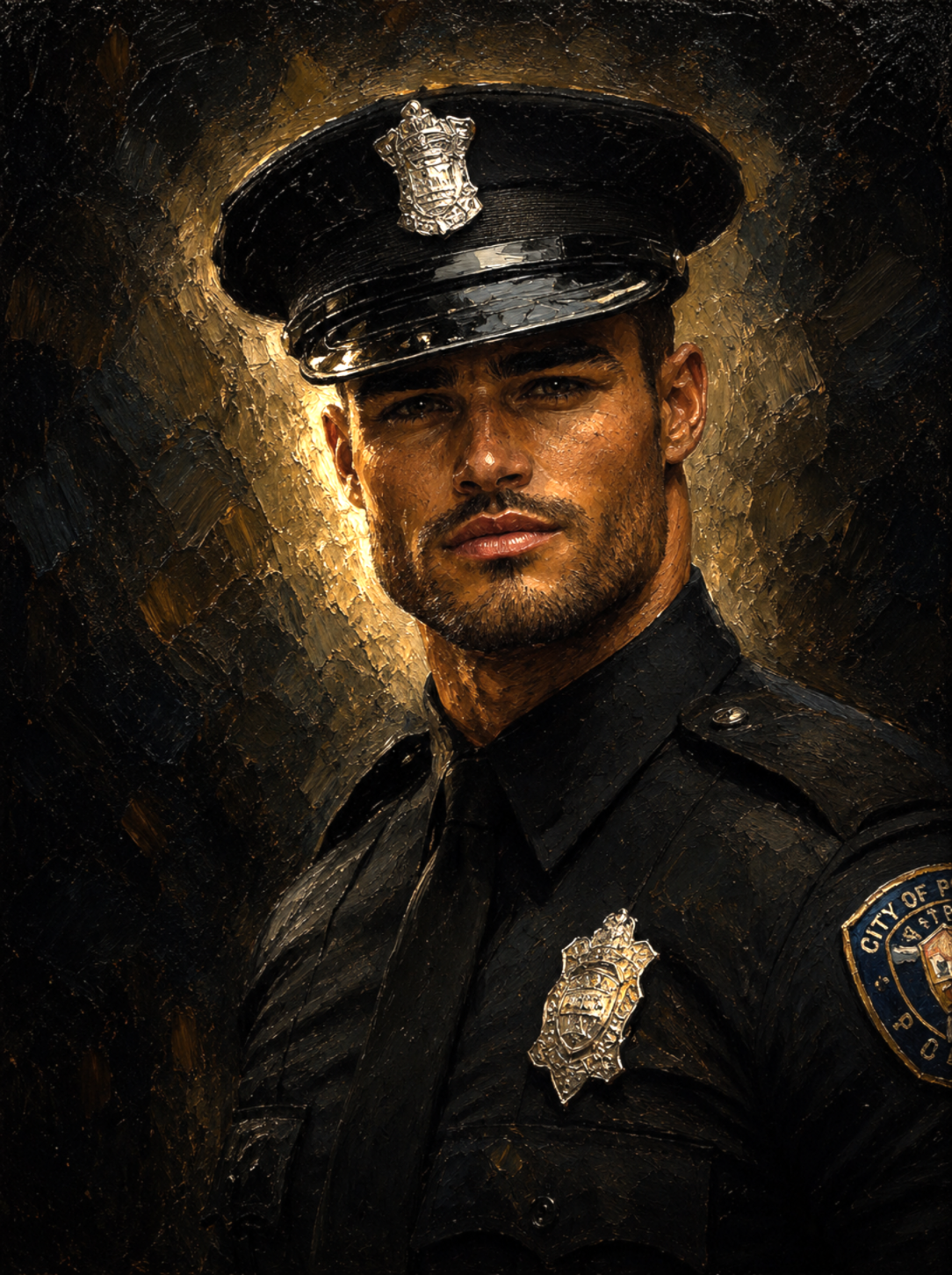 peinture huile sur toile faite sur commande - PORTRAIT BOGOSSE POLICE