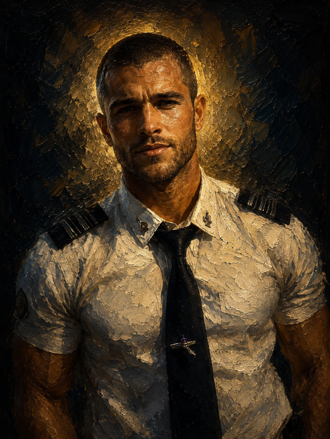 peinture huile sur toile faite sur commande - PORTRAIT BOGOSSE PILOTE