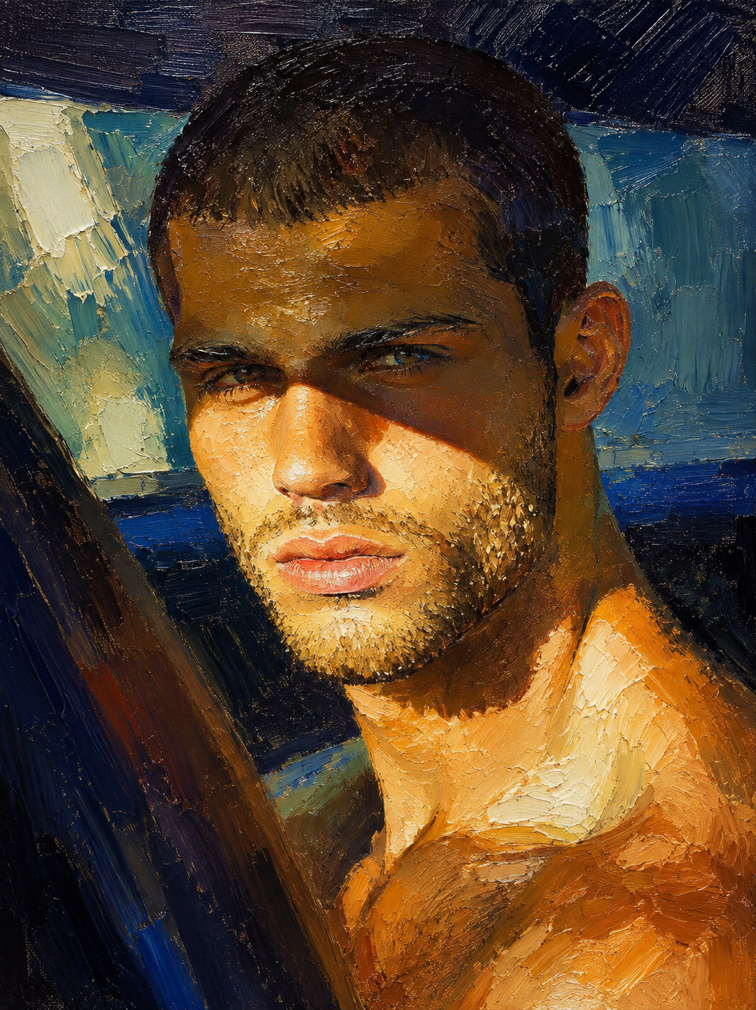 peinture huile sur toile faite sur commande - PORTRAIT JEUNE BOGOSSE