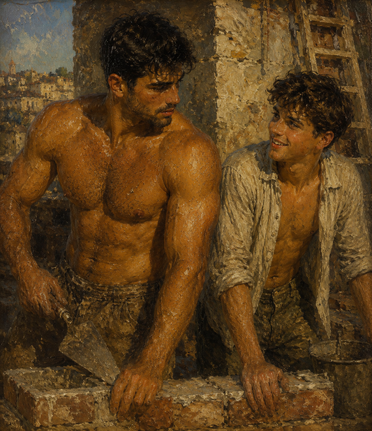 peinture huile sur toile faite sur commande - PORTRAIT APPRENTI ET SON MAITRE