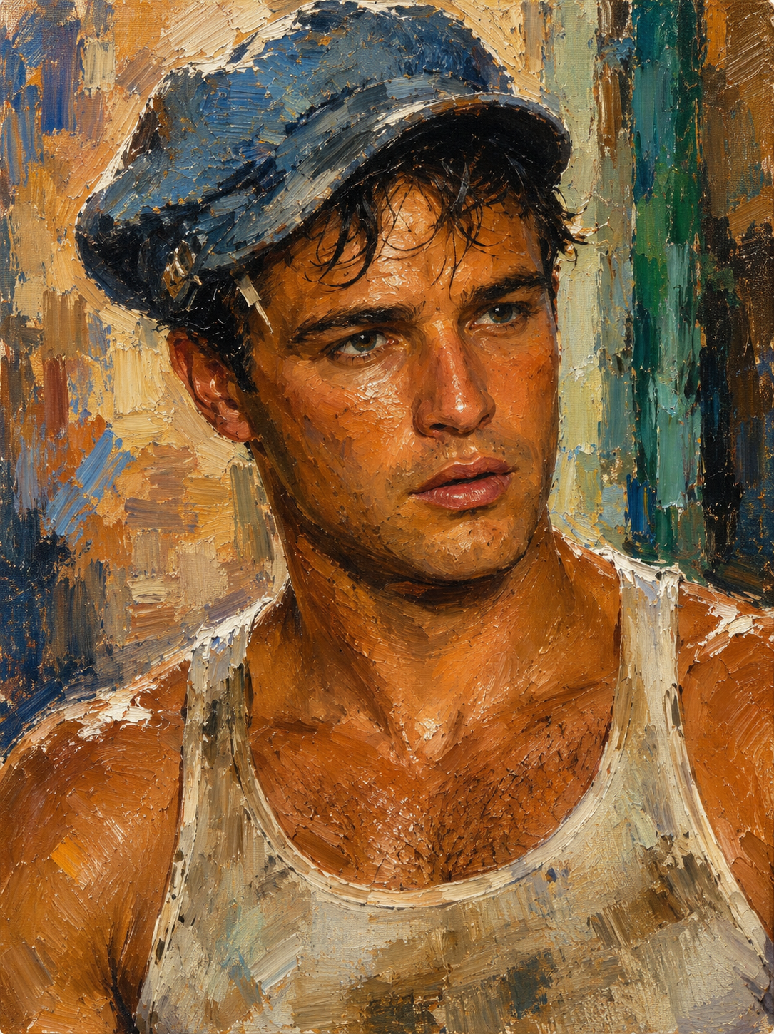 peinture huile sur toile faite sur commande - PORTRAIT BOGOSSE MARLON