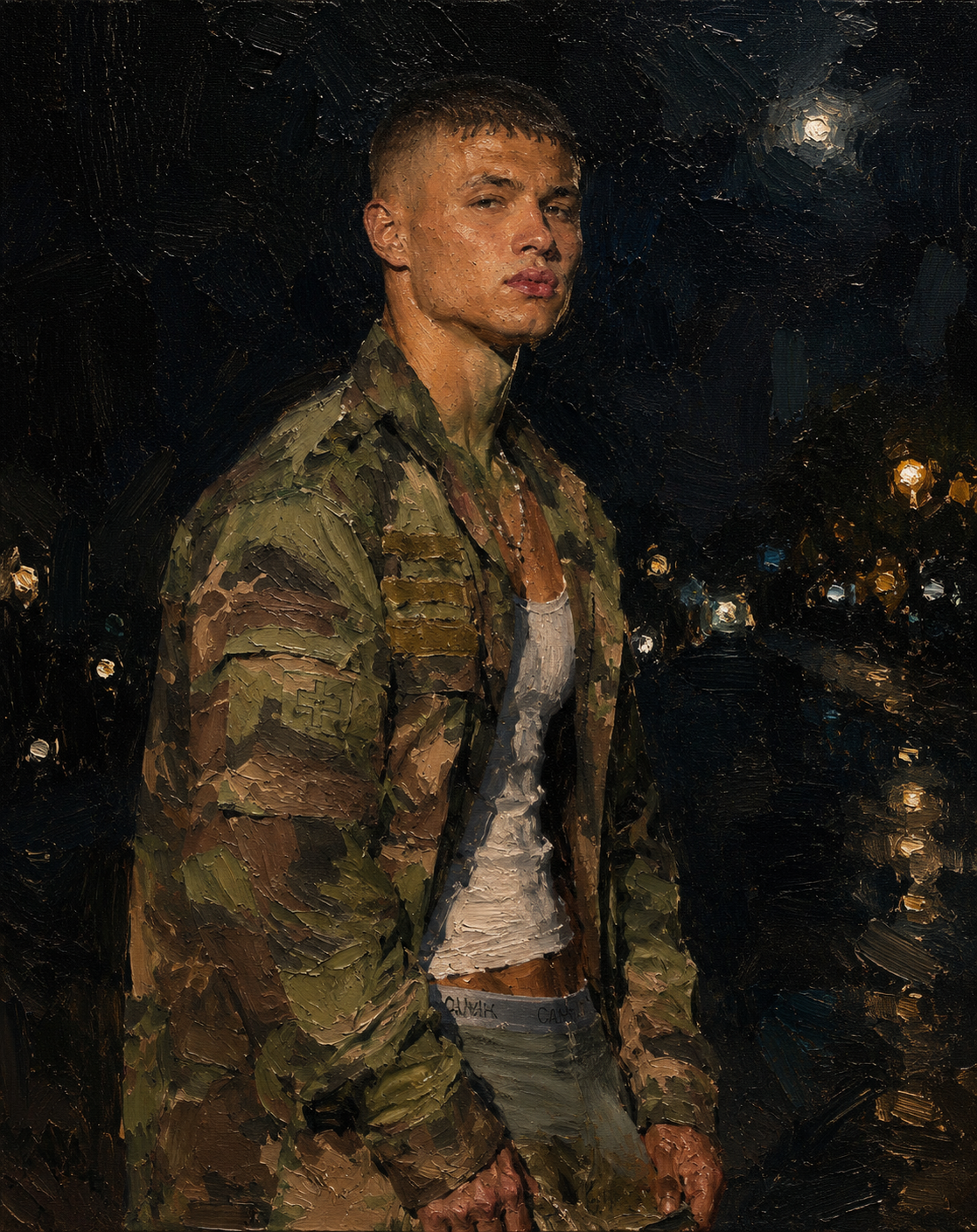 peinture huile sur toile faite sur commande - PORTRAIT BOGOSSE SEXY