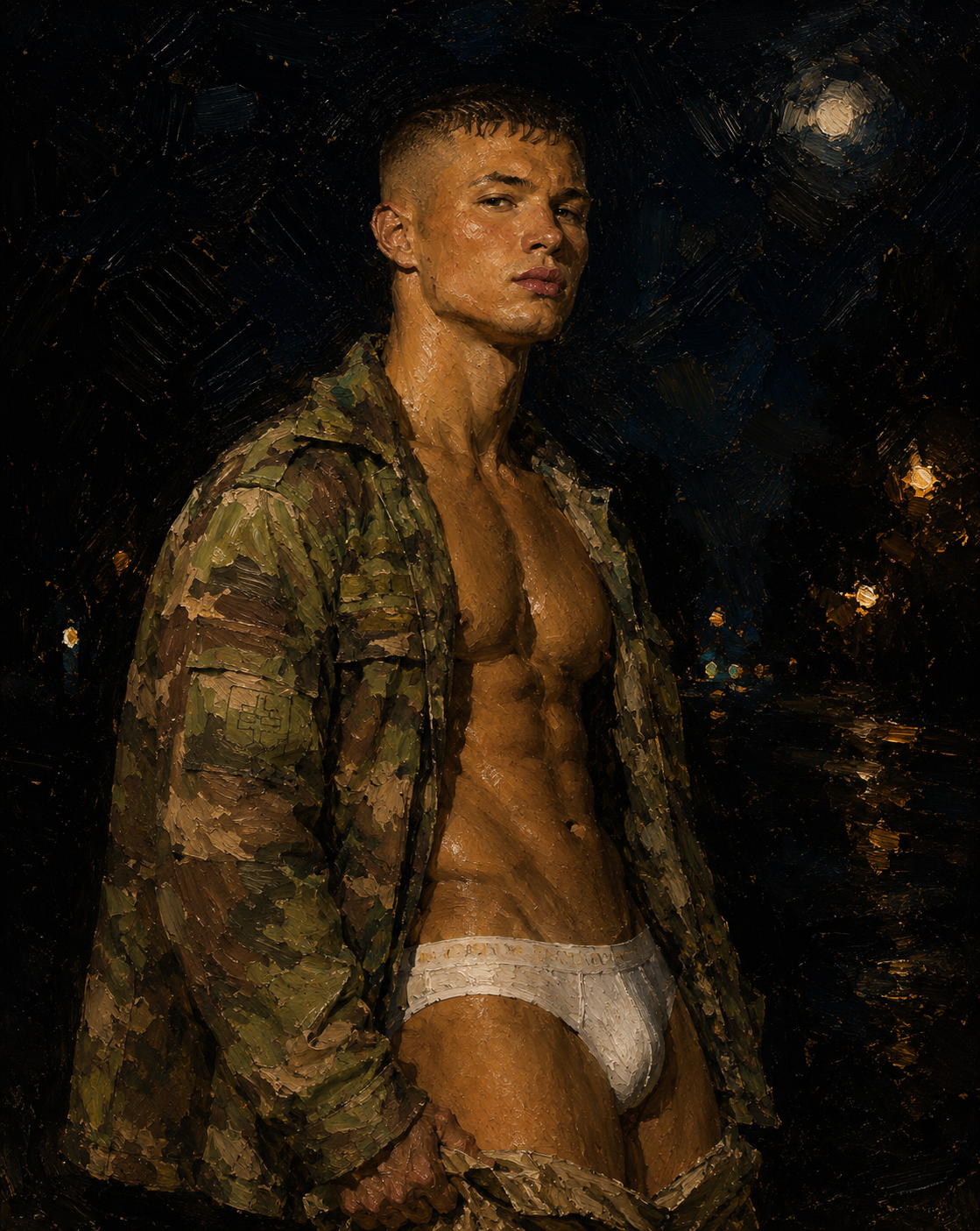 peinture huile sur toile faite sur commande - PORTRAIT BOGOSSE SEXY