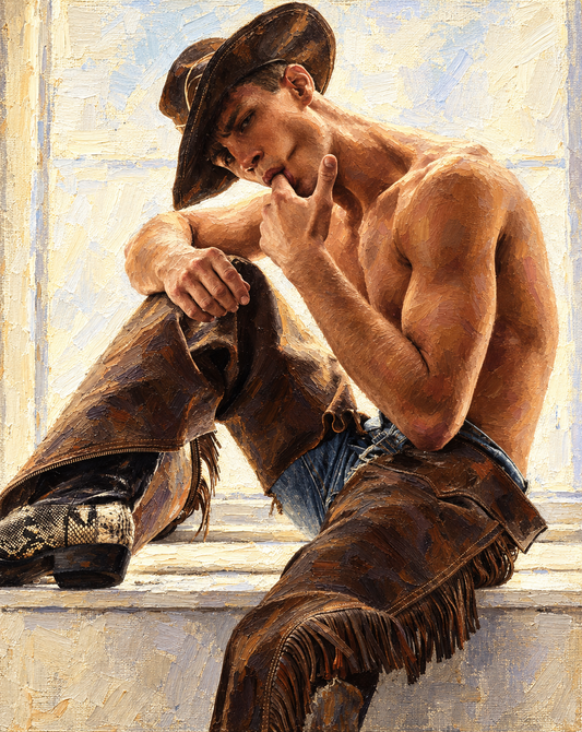peinture huile sur toile faite sur commande - PORTRAIT BOGOSSE COWBOY