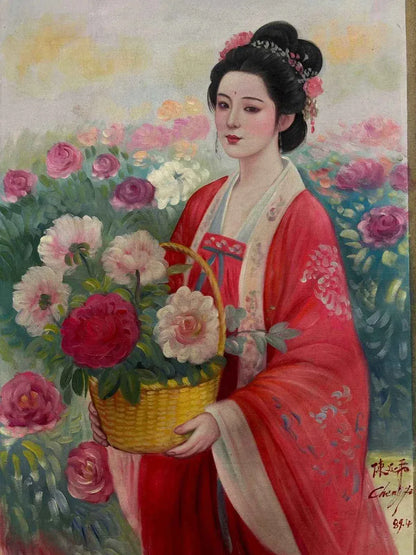 Peinture à l'huile sur toile "Beauté classique" peinte à la main chinoise par Chen Yifei - Kikooyou Art Gallery - Kikooyou Art Gallery