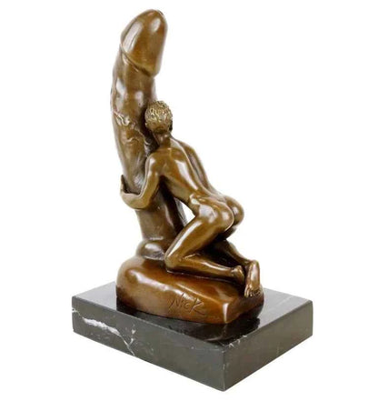 art-décoration-gay-érotique-homme-nu-phallus-sculpture-statue-bronze