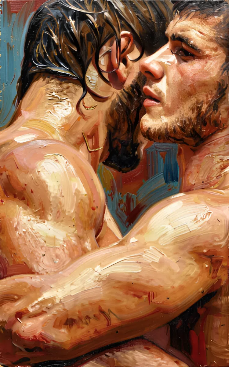 peinture huile sur toile faite sur commande - PORTRAIT BOGOSSE GAY LOVERS