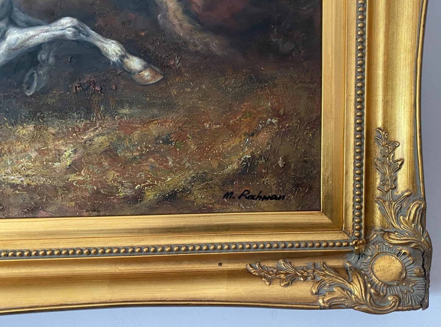 guerriers arabes tableau peinture huile sur toile originale orientaliste avec cadre