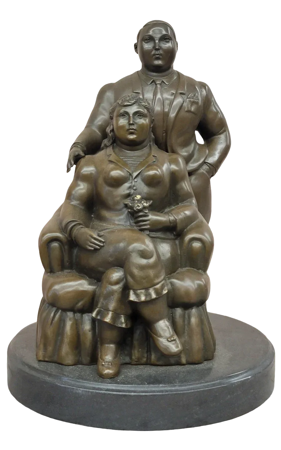 Grande statue 100 % bronze massif couple d'après Botero - Kikooyou Art Gallery