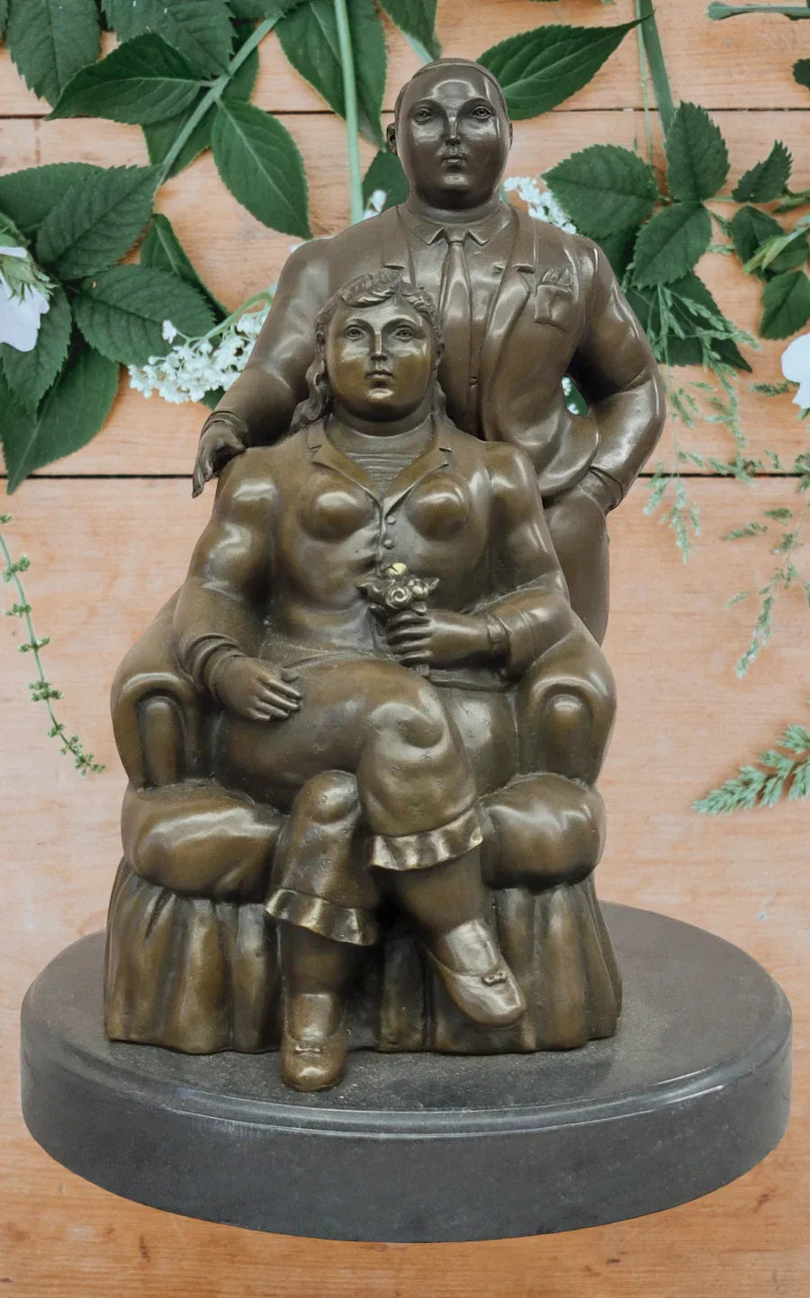 Grande statue 100 % bronze massif couple d'après Botero - Kikooyou Art Gallery