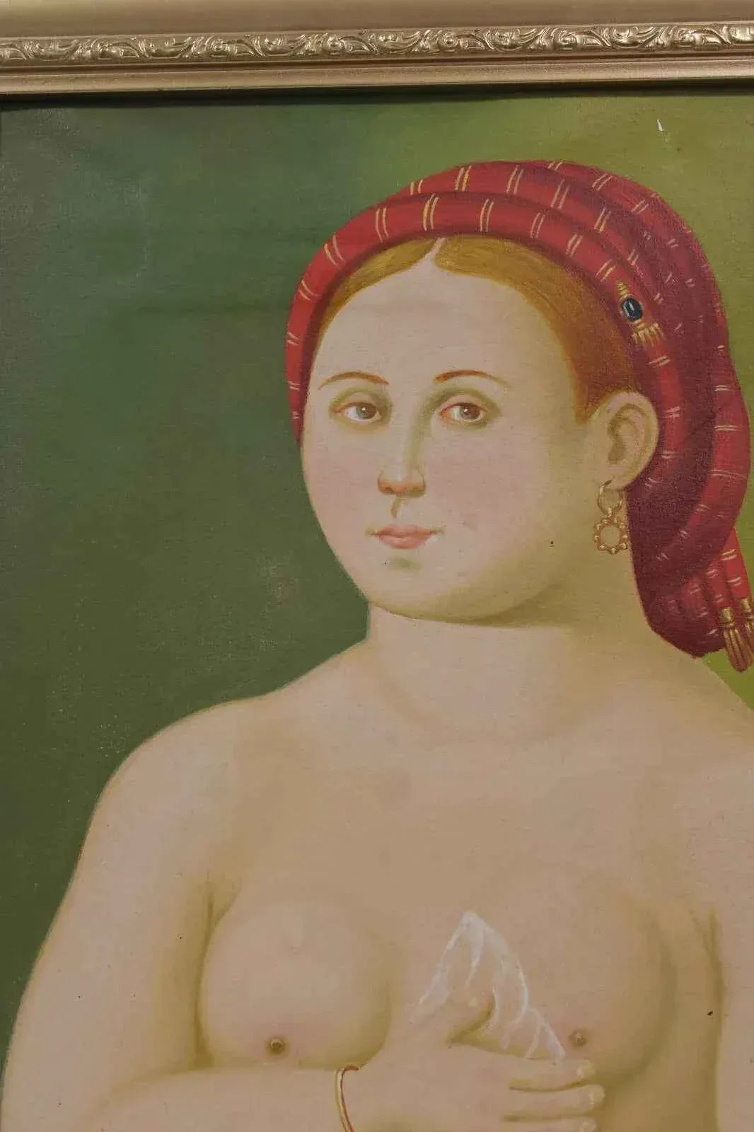 Peinture à l'huile art moderne faite main sur toile avec cadre d'après Botero - LA FORNARINA - Kikooyou Art Gallery - Kikooyou Art Gallery