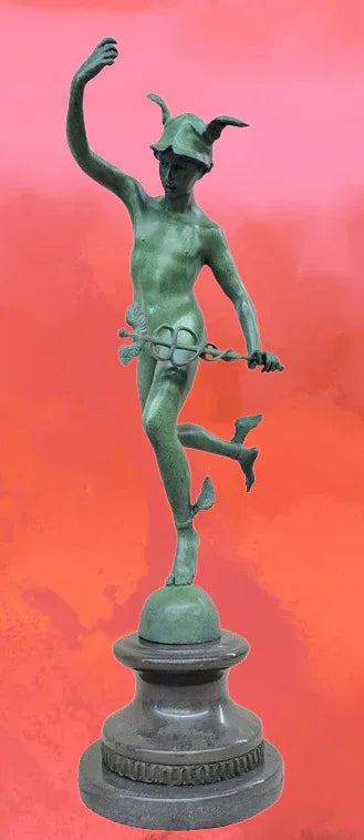 Statue de Mercure volant Hermès Messager des Dieux Caducée nu grec Bronze - kikooyou art gallery - Kikooyou Art Gallery