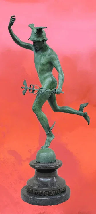 Statue de Mercure volant Hermès Messager des Dieux Caducée nu grec Bronze - kikooyou art gallery - Kikooyou Art Gallery