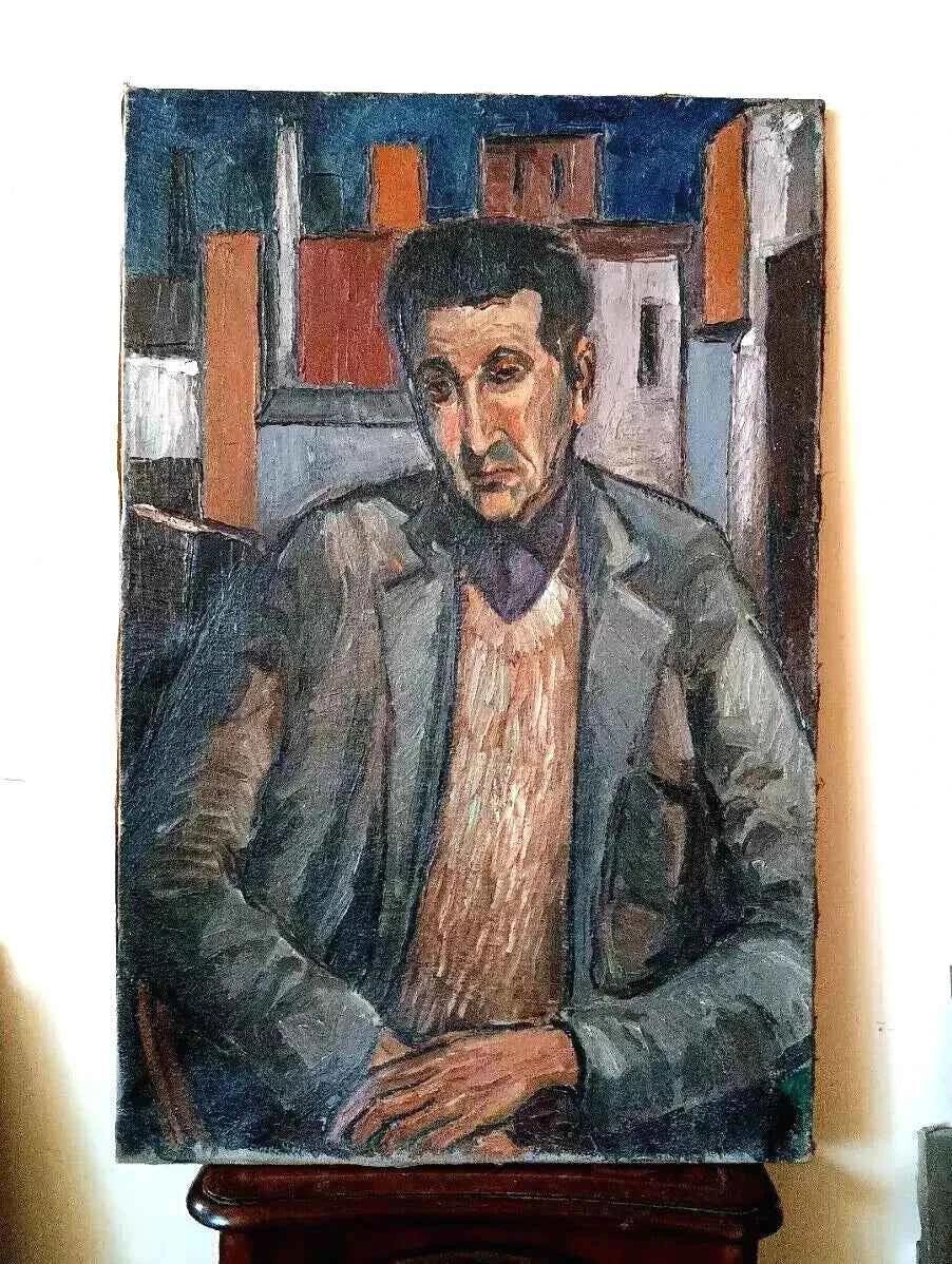 Grand Huile Sur Toile Peinture Portrait Daté 1961 RENATO GUERRINI (1938-2023) - Kikooyou Art Gallery - Kikooyou Art Gallery