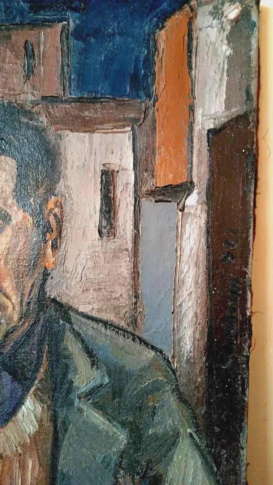 Grand Huile Sur Toile Peinture Portrait Daté 1961 RENATO GUERRINI (1938-2023) - Kikooyou Art Gallery - Kikooyou Art Gallery