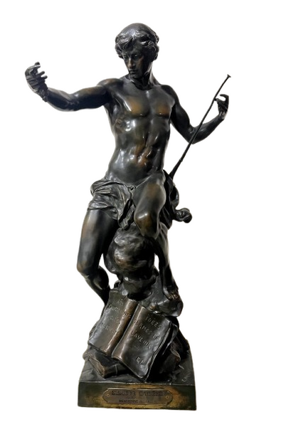 Grande Statue En Bronze E. Picault "Le semeur d'idées"