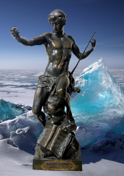 Grande Statue En Bronze E. Picault "Le semeur d'idées"