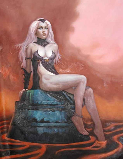 art surréaliste amazone tableau peinture huile sur toile signée