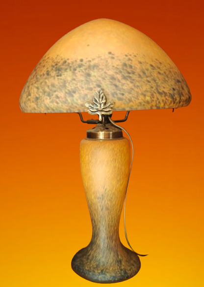 Lampe verre champignon Gallé Tip couleur jaune orangé