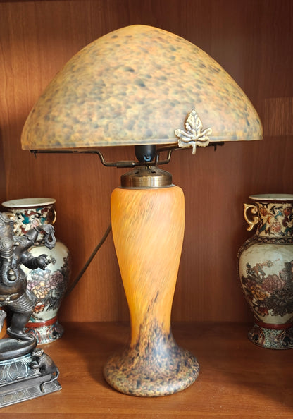 MAGNIFIQUE Lampe verre champignon Gallé Tip couleur jaune orangé