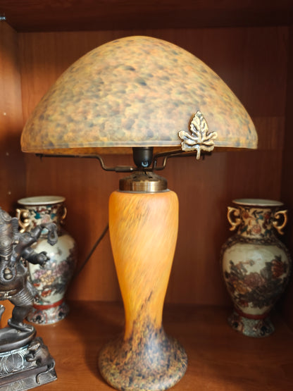 MAGNIFIQUE Lampe verre champignon Gallé Tip couleur jaune orangé