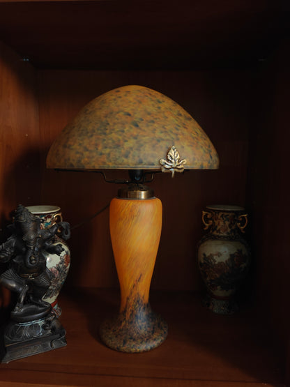 MAGNIFIQUE Lampe verre champignon Gallé Tip couleur jaune orangé