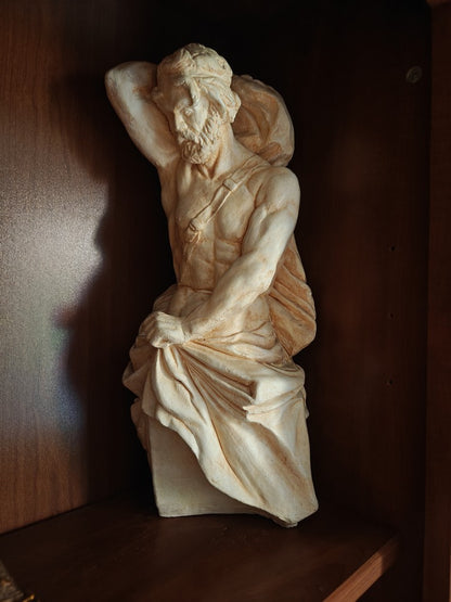 RARE Splendide statue en pierre du Gard personnage antique homme musclé