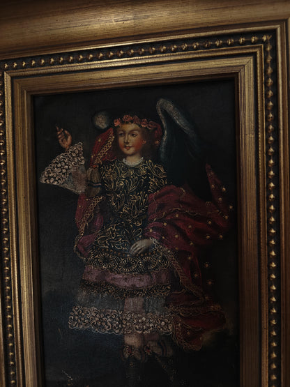 Archange , tableau Cuzco, peinture à l'huile originale, art peint à la main avec cadre