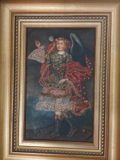 Archange , tableau Cuzco, peinture à l'huile originale, art peint à la main avec cadre