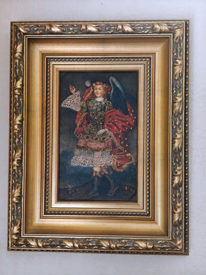 Archange , tableau Cuzco, peinture à l'huile originale, art peint à la main avec cadre