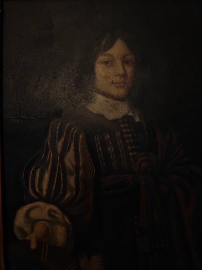 portrait jeune homme noble huile sur bois non signée