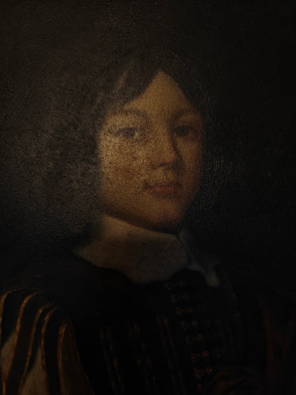 portrait jeune homme noble huile sur bois non signée