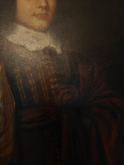 portrait jeune homme noble huile sur bois non signée