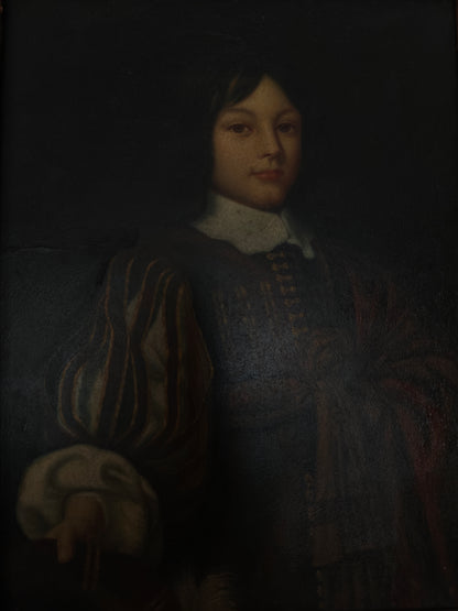 portrait jeune homme noble huile sur bois non signée