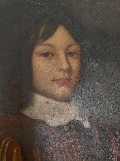 portrait jeune homme noble huile sur bois non signée
