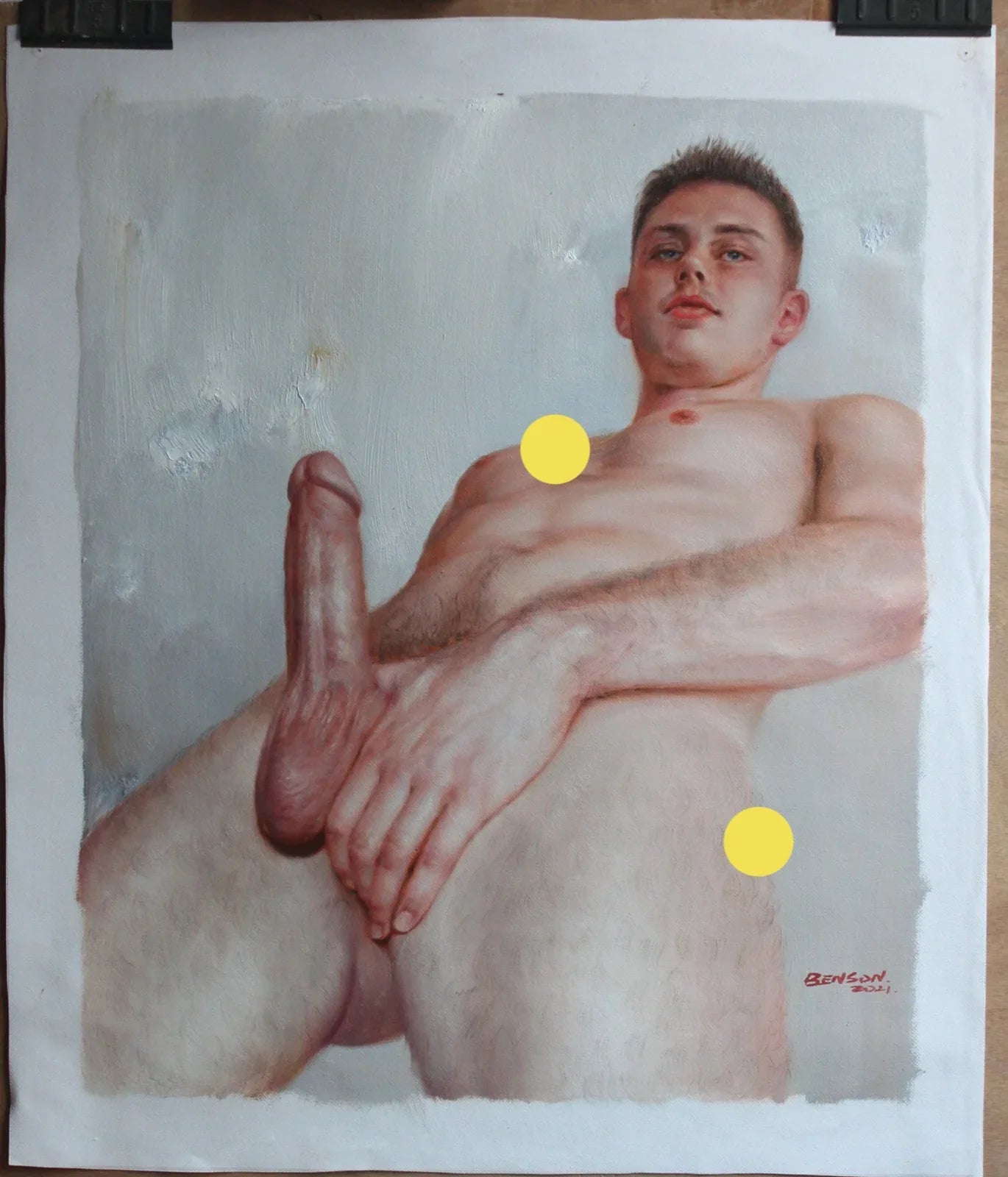 art-decoration-tableau-peinture-huile-toile-portrait-homme-nu-male-tbm-intégrale-magnifique - Kikooyou Art Gallery - Kikooyou Art Gallery