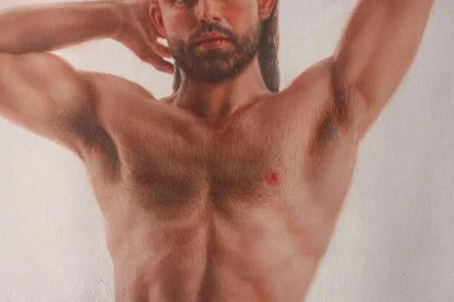 art érotique peinture huile sur toile gay farmer homme nu