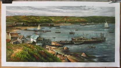 paysage village de pêcheurs d'après Harry Shokler peinture huile sur toile - Kikooyou Art Gallery - Kikooyou Art Gallery